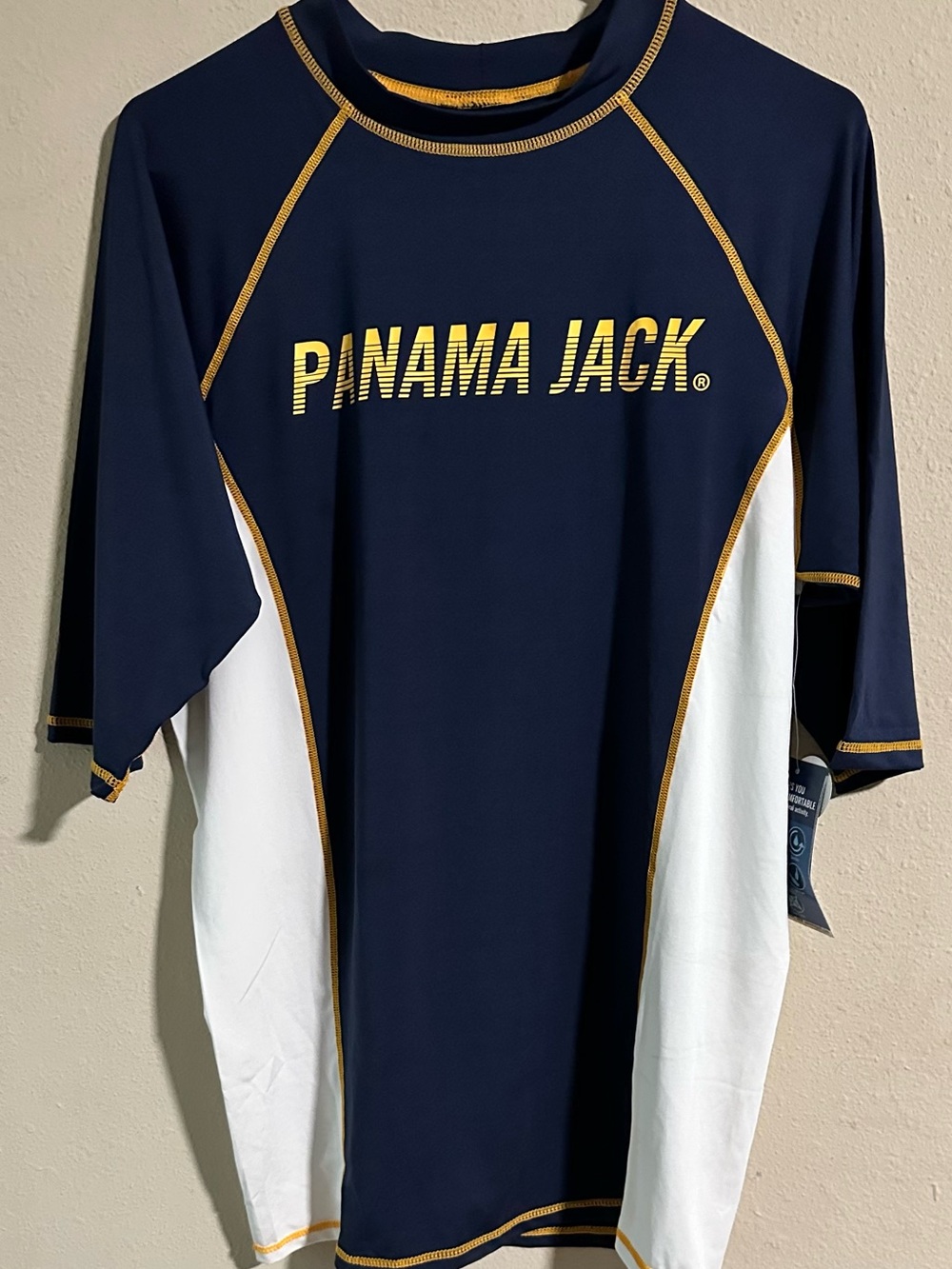 Panama Jack Navy, White & Gold Performance Raglan Shirt UPF 35+-NWT